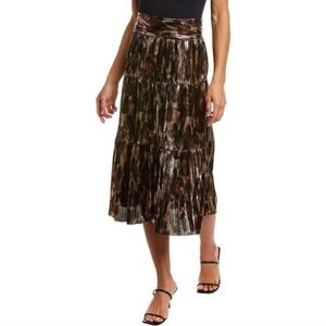 ba&sh Metallic Poly Violet Pleated Midi Skirt